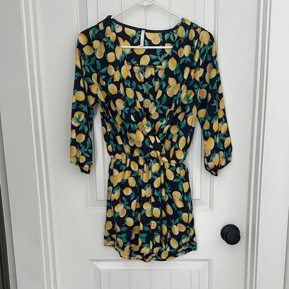 Sage Lemon Print Women's Romper